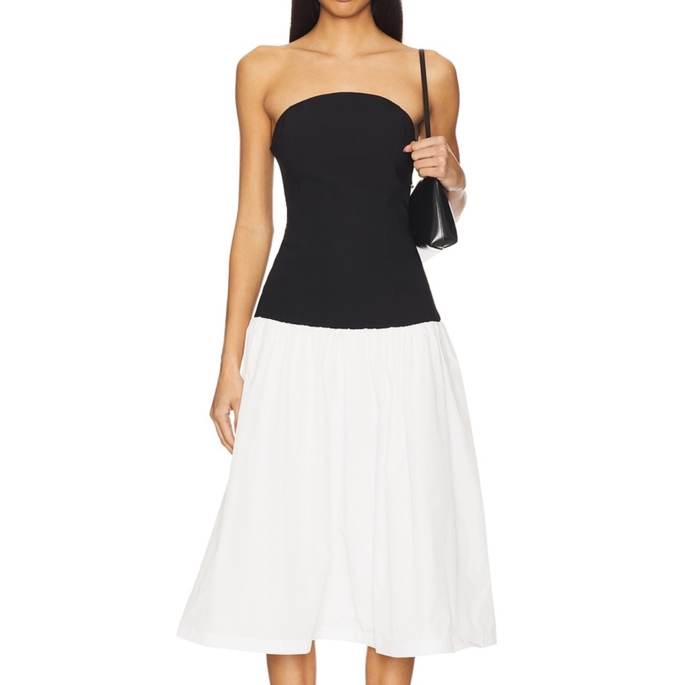 Amanda Uprichard Valencia Black and White Midi Dress
